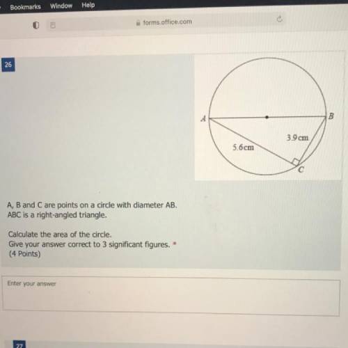 A, B and C are points on a circle with diameter AB.

ABC is a right-angled triangle.
Calculate the