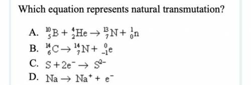 Which equation represents natural transmutation?