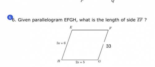 Given parallelogram efgh what is the length of side ef