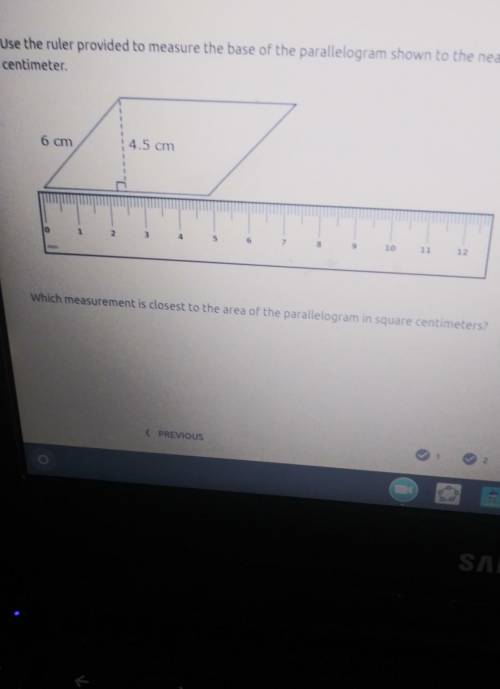 use the word provides measure the base of the parallelogram shown to the nearest 0.5 centimeters wh
