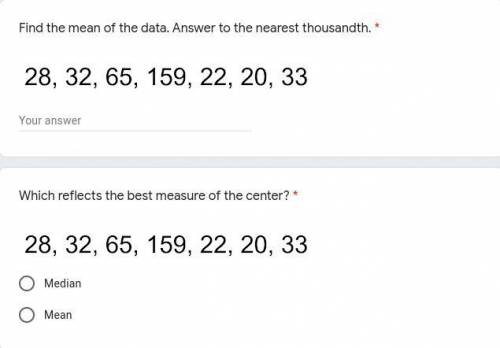 1.Find the mean of the data and round to the nearest hundredths.

2.Which reflects the best measur