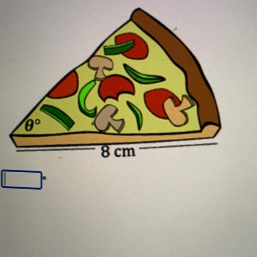If the slice of pizza below has an area of 18.86 cm?, what is the measure of the central angle to t