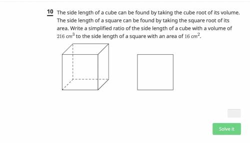 HELPPPP PLSSSSS The side length of a cube can be found by taking the cube root of its volume. The s