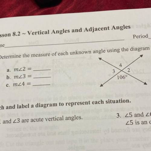 Determine the measure of each unknown angle using the diagram below.