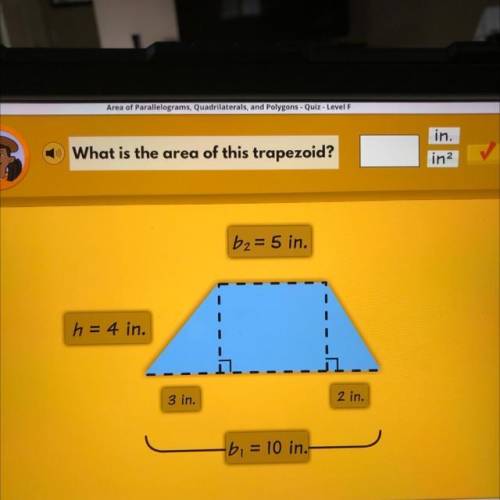 What is the area of this trapezoid b1=6 h=5 b2=2