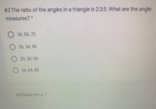 Will mark brainliest! The ratio of the angles in a triangle is 2:3:5. What are the angle measures.