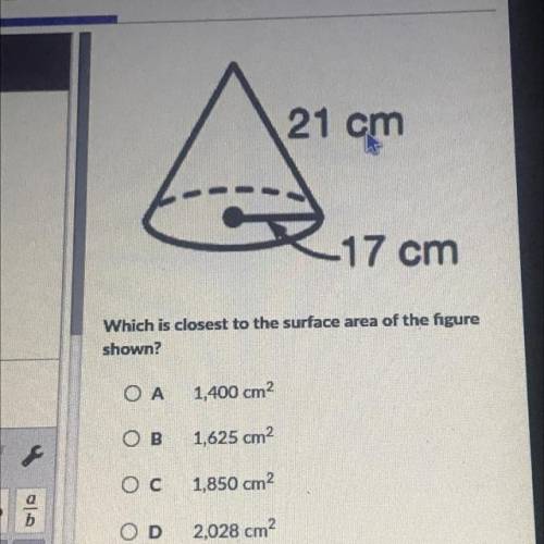 Which is closest to the surface area of the figure?