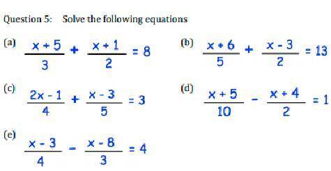 Solve the following equationsOnly part b-e (If you do part a too, I might give brainliest)