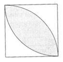 The perimeter of the square is 28 inches. Find the area of the shaded region, assuming that the cur