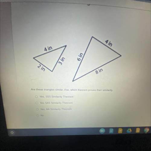 Are these triangles similar? If they are, which theorem would they be?