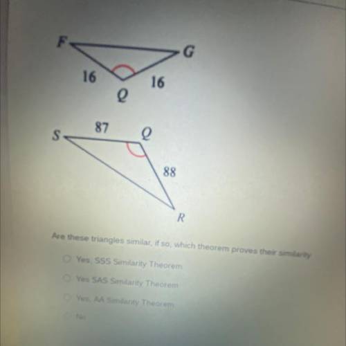 Are these triangles similar? Is so which theorem are they?