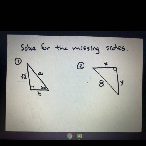Solve for the missing sides.
Help plz