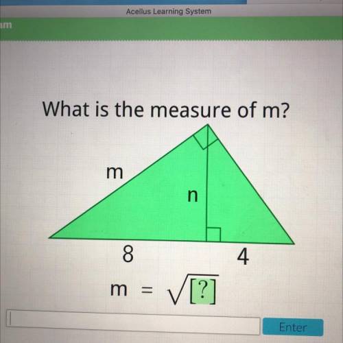 What is the measure of m?
m
n
8
4
m
[?]
