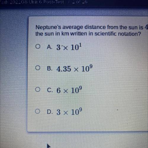 Help me please

neptune's average distance from the sub is 4.5 x 10^9 km. Earths distance from the