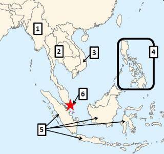 Analyze the map below and answer the question that follows.

A political map of Southeast Asia. Co
