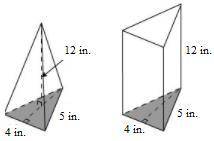 What is the total volume in cubic inches of the figures shown below?

40in³
40in³
120in³
120in³
16