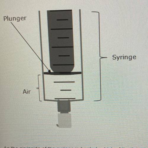 Brittany heats up the air in a capped syringe by placing it in a beaker of hot water.

As air insi