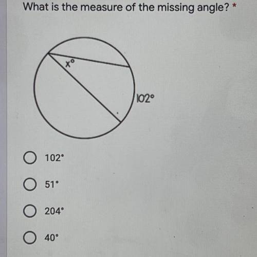 What is the measure of the missing angle? (Look at pic)