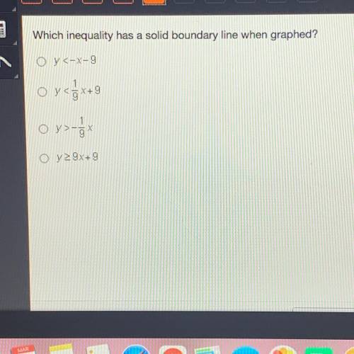 Which inequality has a solid boundary line when graphed?