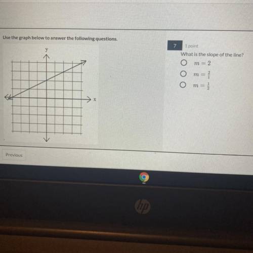 HELP ME Use the graph below to answer the following questions.

7
y
1 point
What is the slope of t