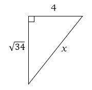 HELP DUE IN 10 MINS! Use the Pythagorean Theorem to solve for x.

A. 50
B. 5sqrt(2)
C. 2sqrt(293)