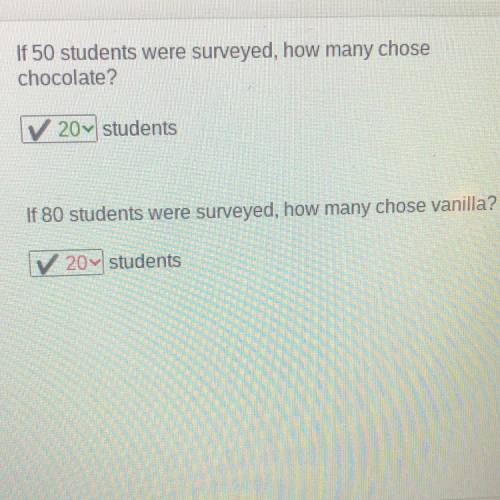 If 50 students were surveyed, how many chose

chocolate?
V 20 students
If 80 students were surveye