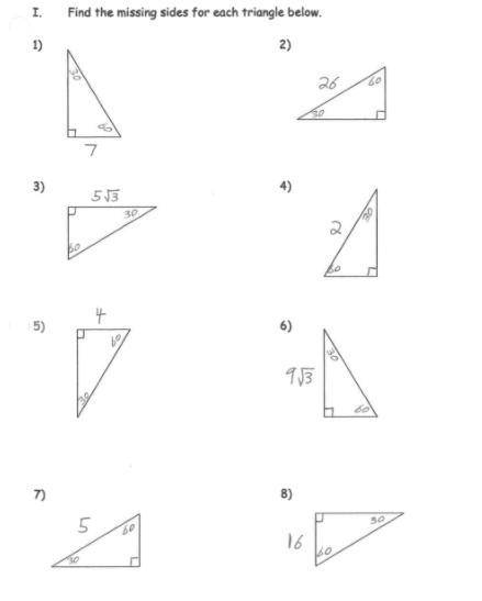 Help plz solve for sides on 30-60-90 triangles 25 POINTS