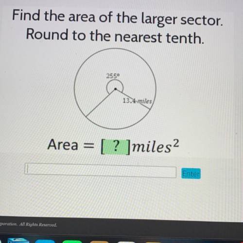 Find the area of the larger sector.
Round to the nearest tenth.