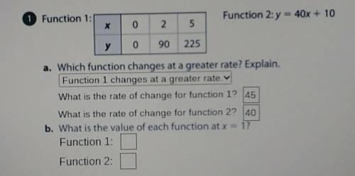 Help Me, Now! B. What is the value of each funtion at x = 1?​