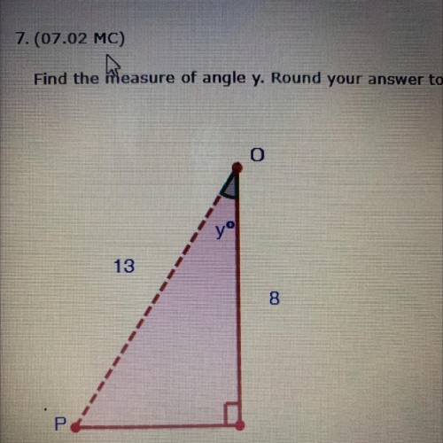 7. (07.02 MC)

Find the fieasure of angle y. Round your answer to the nearest hundredth. (please t