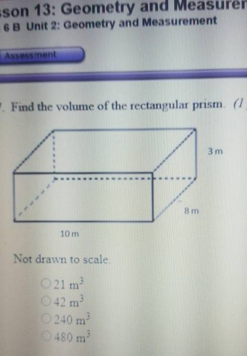 17. Find the volume of the rectangular prism. (1p Not drawn to scale.​