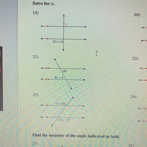 Can you help solve for x in these three problems?