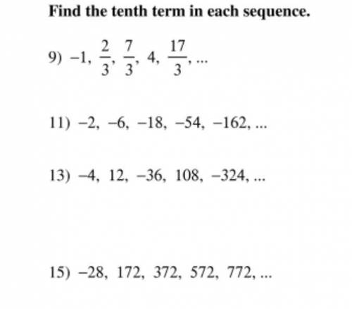 Find 10th term of sequence. ILL GIVE BRAINLIEST!!