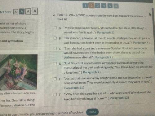 Please answer the 2nd question and the answer to part A is also attached for the story Miss Brill.
