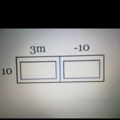 Enter the missing values in the area model to find 10(3m-10)