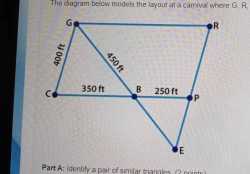 The diagram below models to lay out of a carnival where G,R,P,C,B and E are various locations on th