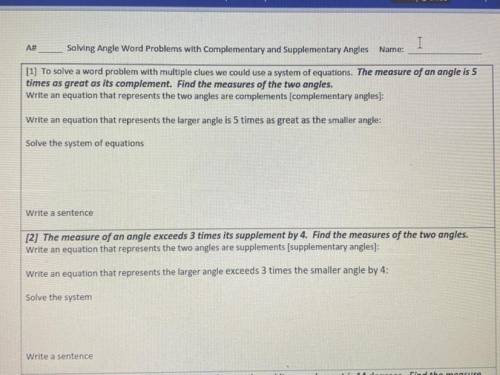 Help Please Solving angle word problems with complementary and supplementary angles

I will