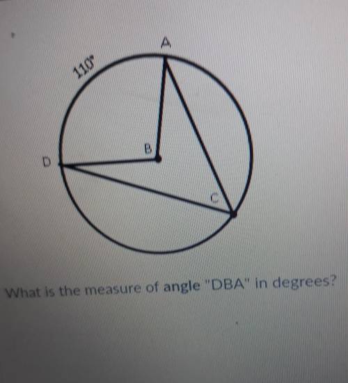 What is the measure of angle DBA in degrees?​