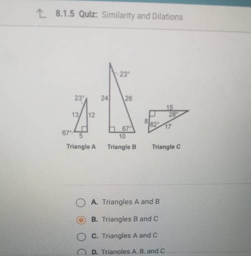 Help it says which triangles are similar ​