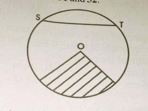 1. What name is given to the shaded region?

a. sector b. segment c. arc d. radii2. The line ST is