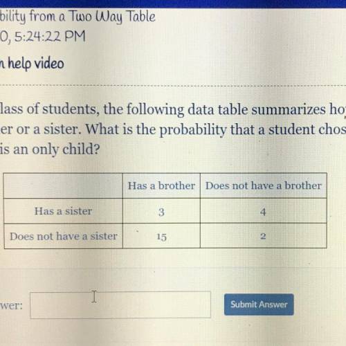 In a class of students, the following data table summarizes how many students have a

brother or a