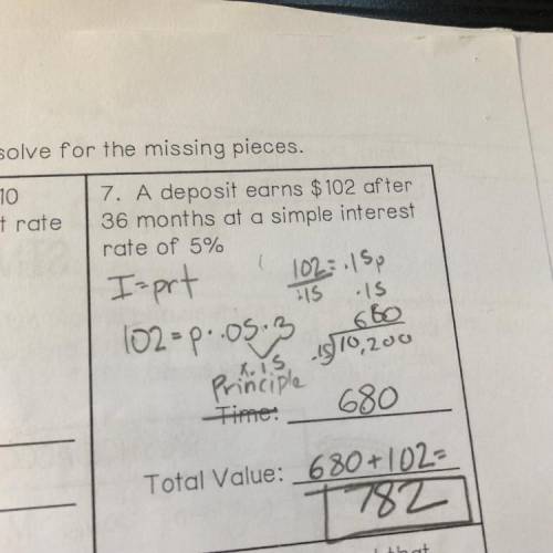 The picture is a example of how she did one problem.

PROBLEM
1.) Mrs. Baxter deposits
$2,000 in a