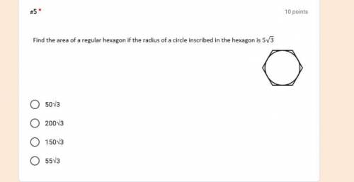 Find the area of a regular hexagon if the radius of a circle is inscribed in the hexagon is 5√3? Pl
