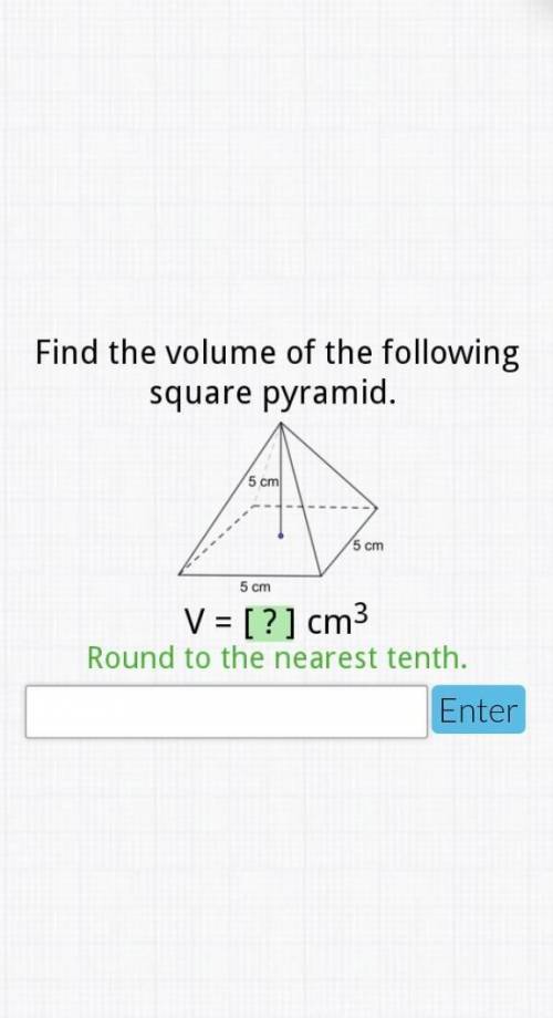 Find the volume of the following square pyramid​