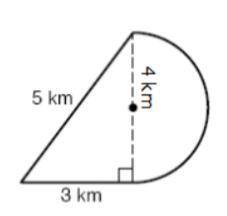 Find the area of the figure. Round to the nearest tenth if necessary.

A. 12.28 km²
B. 45.18 km²
C