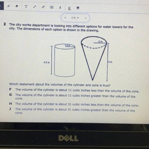 What statement about the volume of the cylinder and cone is true ?
