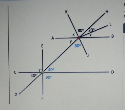 Name all the angles with their measure. K H Н. Nombre todos los ángulos y sus medidas. L T 80° 20°