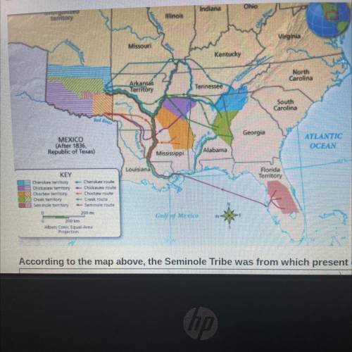 According to the map above, The Siminole Tribe was from which present day U.S.state

If u know th