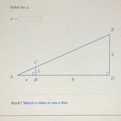 Solve similar triangles 
Solve for x 
x=?