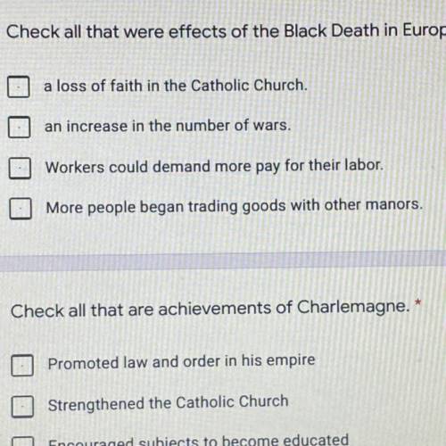 Check all that were effects of the Black Death in Europe: *
******not the last